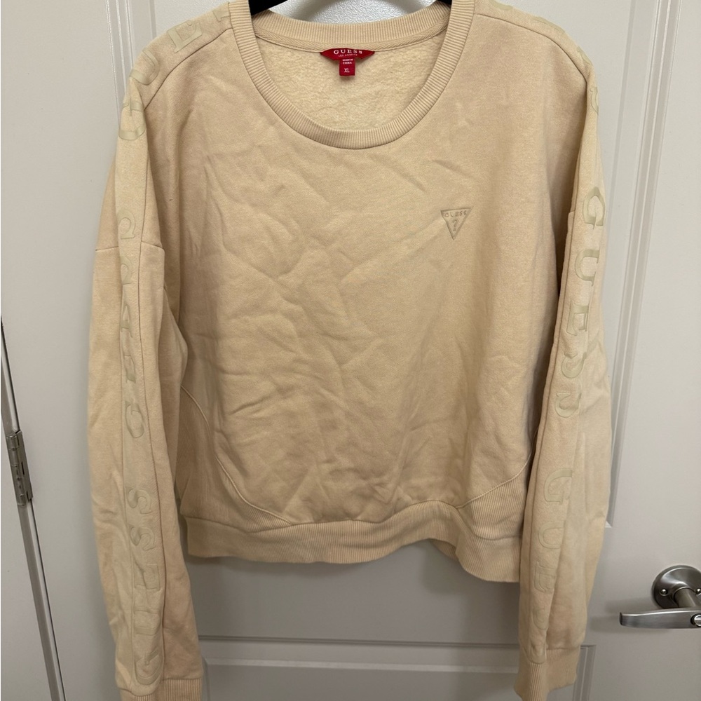 GUESS Women's Beige Crew Neck Sweater